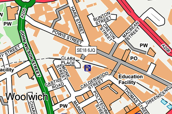 SE18 6JQ map - OS OpenMap – Local (Ordnance Survey) SE18 6JQ map - OS OpenMap – Local (Ordnance Survey)