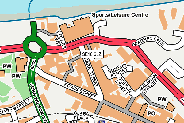 SE18 6LZ map - OS OpenMap – Local (Ordnance Survey)