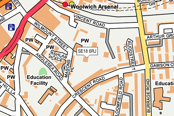 SE18 6RJ map - OS OpenMap – Local (Ordnance Survey)