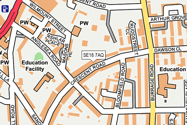 SE18 7AQ map - OS OpenMap – Local (Ordnance Survey) SE18 7AQ map - OS OpenMap – Local (Ordnance Survey)