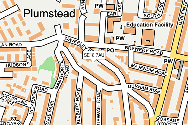 SE18 7AU map - OS OpenMap – Local (Ordnance Survey) SE18 7AU map - OS OpenMap – Local (Ordnance Survey)