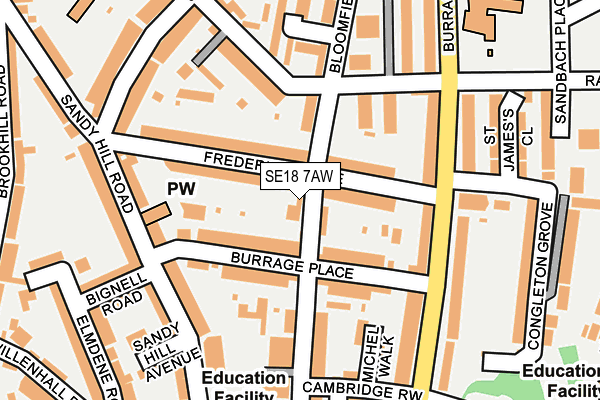 SE18 7AW map - OS OpenMap – Local (Ordnance Survey) SE18 7AW map - OS OpenMap – Local (Ordnance Survey)