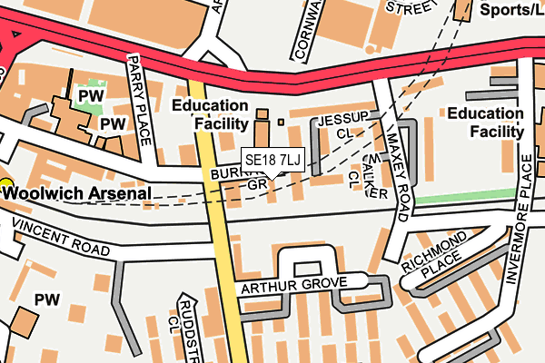 SE18 7LJ map - OS OpenMap – Local (Ordnance Survey)