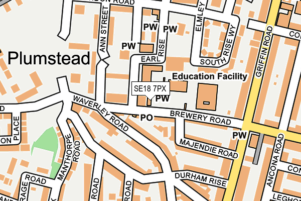 SE18 7PX map - OS OpenMap – Local (Ordnance Survey) SE18 7PX map - OS OpenMap – Local (Ordnance Survey)