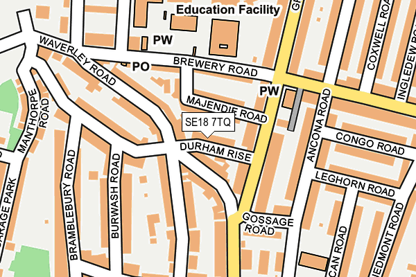 SE18 7TQ map - OS OpenMap – Local (Ordnance Survey) SE18 7TQ map - OS OpenMap – Local (Ordnance Survey)