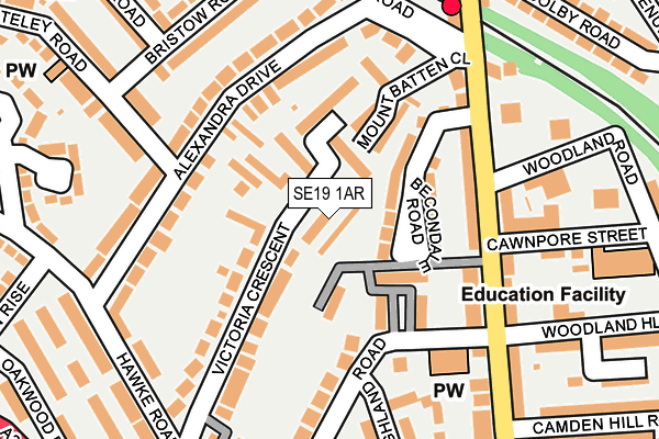 SE19 1AR map - OS OpenMap – Local (Ordnance Survey) SE19 1AR map - OS OpenMap – Local (Ordnance Survey)