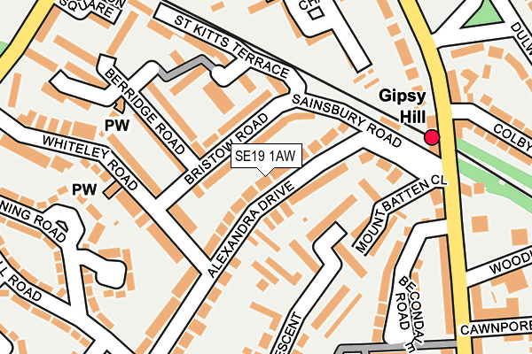 SE19 1AW map - OS OpenMap – Local (Ordnance Survey) SE19 1AW map - OS OpenMap – Local (Ordnance Survey)