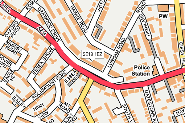 SE19 1EZ map - OS OpenMap – Local (Ordnance Survey)