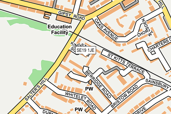 SE19 1JE map - OS OpenMap – Local (Ordnance Survey) SE19 1JE map - OS OpenMap – Local (Ordnance Survey)