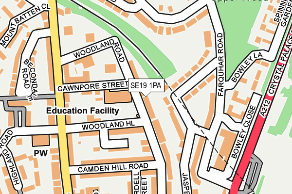 SE19 1PA map - OS OpenMap – Local (Ordnance Survey) SE19 1PA map - OS OpenMap – Local (Ordnance Survey)