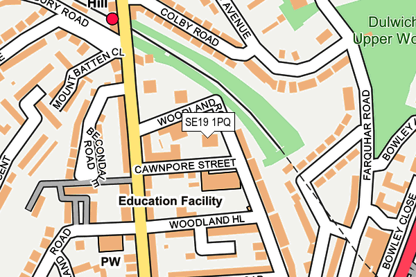 SE19 1PQ map - OS OpenMap – Local (Ordnance Survey) SE19 1PQ map - OS OpenMap – Local (Ordnance Survey)