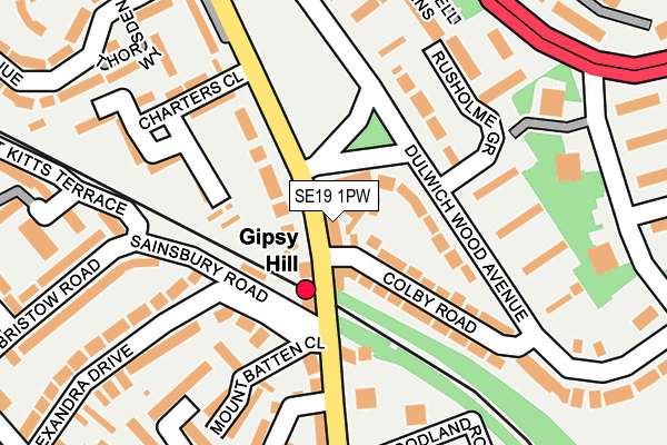 SE19 1PW map - OS OpenMap – Local (Ordnance Survey) SE19 1PW map - OS OpenMap – Local (Ordnance Survey)