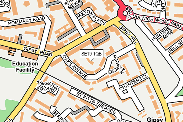 SE19 1QB map - OS OpenMap – Local (Ordnance Survey) SE19 1QB map - OS OpenMap – Local (Ordnance Survey)