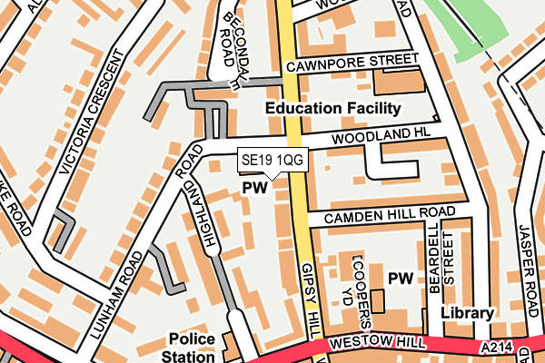 SE19 1QG map - OS OpenMap – Local (Ordnance Survey) SE19 1QG map - OS OpenMap – Local (Ordnance Survey)