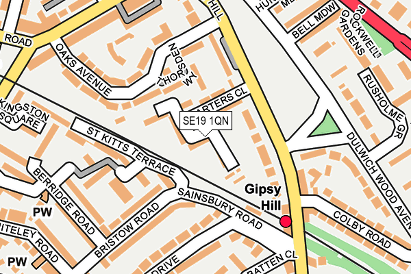 SE19 1QN map - OS OpenMap – Local (Ordnance Survey) SE19 1QN map - OS OpenMap – Local (Ordnance Survey)