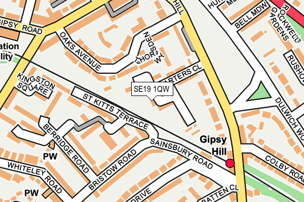 SE19 1QW map - OS OpenMap – Local (Ordnance Survey) SE19 1QW map - OS OpenMap – Local (Ordnance Survey)