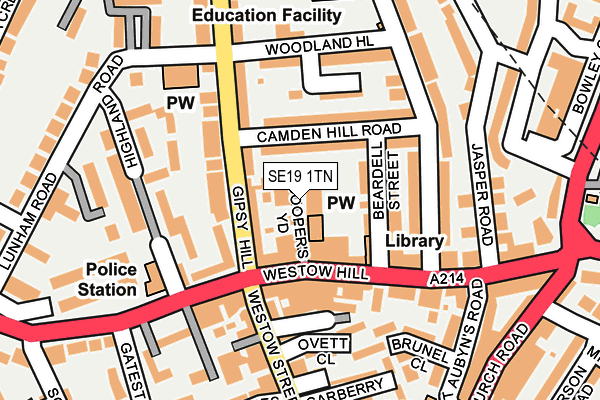 SE19 1TN map - OS OpenMap – Local (Ordnance Survey) SE19 1TN map - OS OpenMap – Local (Ordnance Survey)