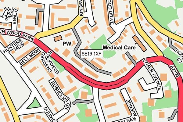 SE19 1XF map - OS OpenMap – Local (Ordnance Survey)