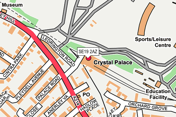 SE19 2AZ map - OS OpenMap – Local (Ordnance Survey) SE19 2AZ map - OS OpenMap – Local (Ordnance Survey)