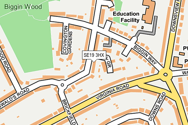 SE19 3HX map - OS OpenMap – Local (Ordnance Survey) SE19 3HX map - OS OpenMap – Local (Ordnance Survey)