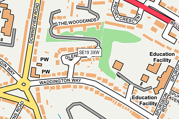 SE19 3XW map - OS OpenMap – Local (Ordnance Survey) SE19 3XW map - OS OpenMap – Local (Ordnance Survey)