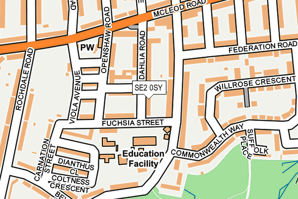 SE2 0SY map - OS OpenMap – Local (Ordnance Survey) SE2 0SY map - OS OpenMap – Local (Ordnance Survey)