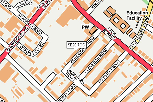SE20 7QG map - OS OpenMap – Local (Ordnance Survey) SE20 7QG map - OS OpenMap – Local (Ordnance Survey)