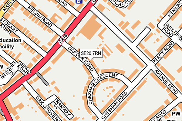 SE20 7RN map - OS OpenMap – Local (Ordnance Survey) SE20 7RN map - OS OpenMap – Local (Ordnance Survey)