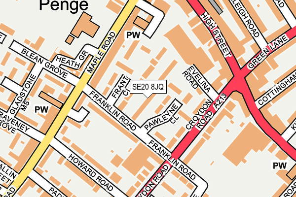 SE20 8JQ map - OS OpenMap – Local (Ordnance Survey) SE20 8JQ map - OS OpenMap – Local (Ordnance Survey)