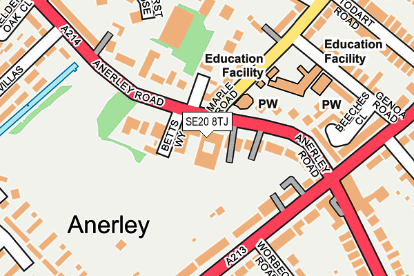 SE20 8TJ map - OS OpenMap – Local (Ordnance Survey) SE20 8TJ map - OS OpenMap – Local (Ordnance Survey)