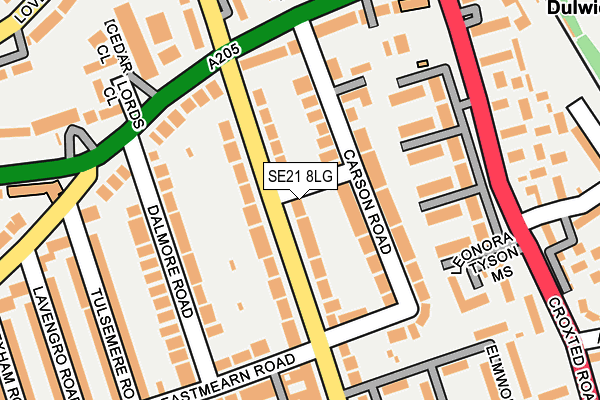 SE21 8LG map - OS OpenMap – Local (Ordnance Survey) SE21 8LG map - OS OpenMap – Local (Ordnance Survey)