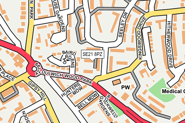 SE21 8PZ map - OS OpenMap – Local (Ordnance Survey) SE21 8PZ map - OS OpenMap – Local (Ordnance Survey)