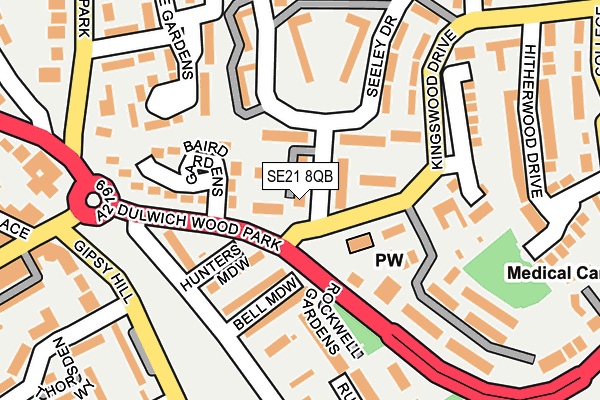 SE21 8QB map - OS OpenMap – Local (Ordnance Survey) SE21 8QB map - OS OpenMap – Local (Ordnance Survey)