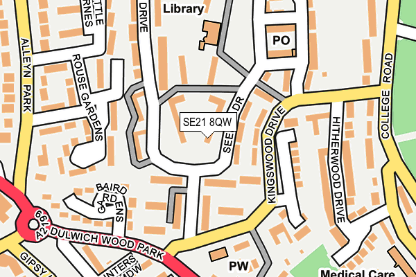 SE21 8QW map - OS OpenMap – Local (Ordnance Survey) SE21 8QW map - OS OpenMap – Local (Ordnance Survey)