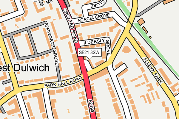 SE21 8SW map - OS OpenMap – Local (Ordnance Survey) SE21 8SW map - OS OpenMap – Local (Ordnance Survey)