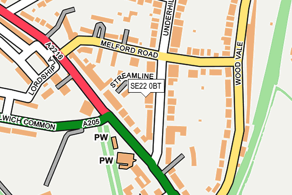 SE22 0BT map - OS OpenMap – Local (Ordnance Survey) SE22 0BT map - OS OpenMap – Local (Ordnance Survey)