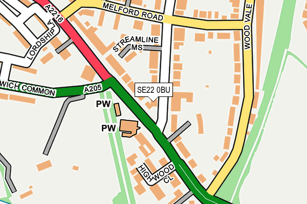 SE22 0BU map - OS OpenMap – Local (Ordnance Survey) SE22 0BU map - OS OpenMap – Local (Ordnance Survey)