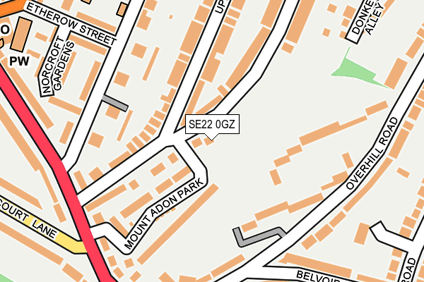 SE22 0GZ map - OS OpenMap – Local (Ordnance Survey) SE22 0GZ map - OS OpenMap – Local (Ordnance Survey)