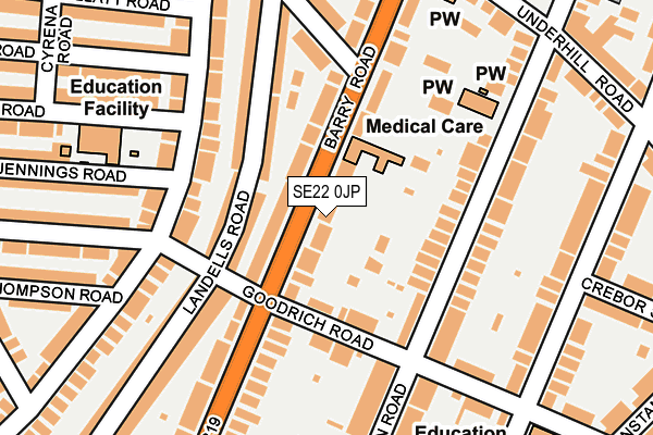 SE22 0JP map - OS OpenMap – Local (Ordnance Survey) SE22 0JP map - OS OpenMap – Local (Ordnance Survey)