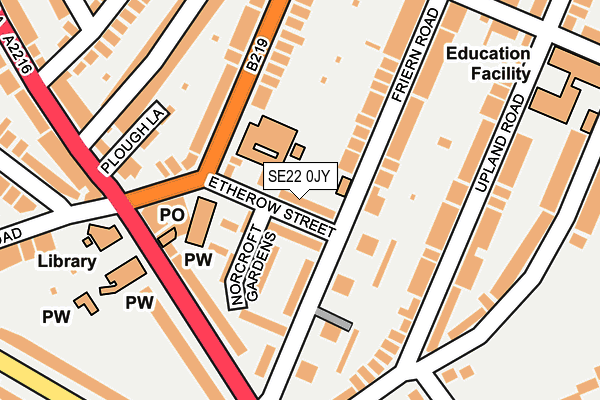 SE22 0JY map - OS OpenMap – Local (Ordnance Survey) SE22 0JY map - OS OpenMap – Local (Ordnance Survey)