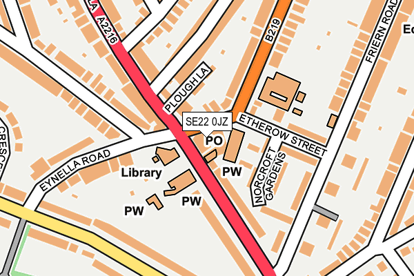 SE22 0JZ map - OS OpenMap – Local (Ordnance Survey) SE22 0JZ map - OS OpenMap – Local (Ordnance Survey)