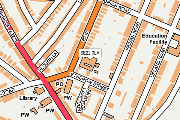 SE22 0LA map - OS OpenMap – Local (Ordnance Survey) SE22 0LA map - OS OpenMap – Local (Ordnance Survey)
