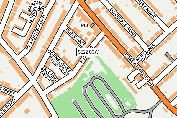 SE22 0QW map - OS OpenMap – Local (Ordnance Survey) SE22 0QW map - OS OpenMap – Local (Ordnance Survey)