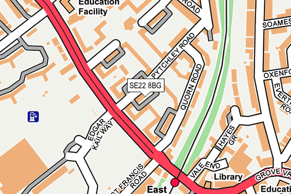 SE22 8BG map - OS OpenMap – Local (Ordnance Survey) SE22 8BG map - OS OpenMap – Local (Ordnance Survey)