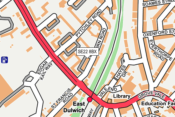 SE22 8BX map - OS OpenMap – Local (Ordnance Survey) SE22 8BX map - OS OpenMap – Local (Ordnance Survey)