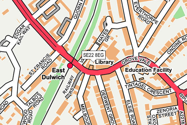 SE22 8EG map - OS OpenMap – Local (Ordnance Survey)