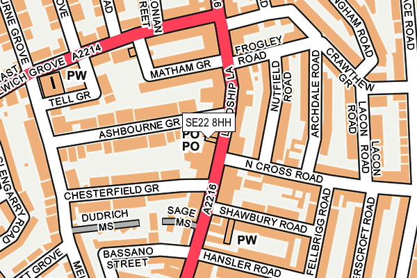 SE22 8HH map - OS OpenMap – Local (Ordnance Survey) SE22 8HH map - OS OpenMap – Local (Ordnance Survey)