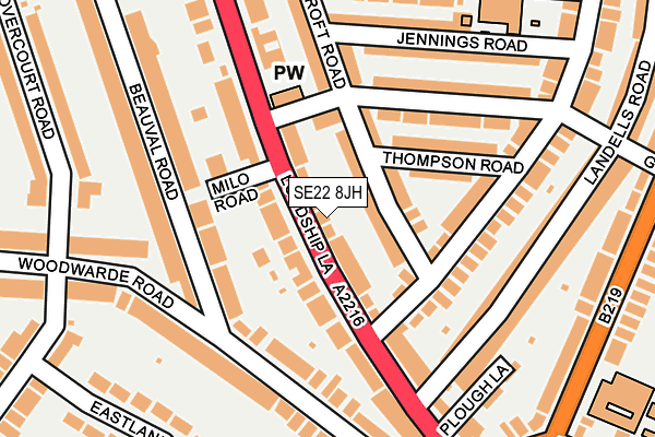 SE22 8JH map - OS OpenMap – Local (Ordnance Survey) SE22 8JH map - OS OpenMap – Local (Ordnance Survey)