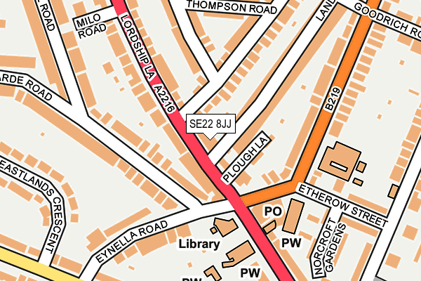 SE22 8JJ map - OS OpenMap – Local (Ordnance Survey) SE22 8JJ map - OS OpenMap – Local (Ordnance Survey)