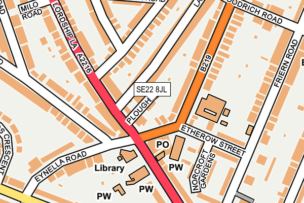 SE22 8JL map - OS OpenMap – Local (Ordnance Survey) SE22 8JL map - OS OpenMap – Local (Ordnance Survey)